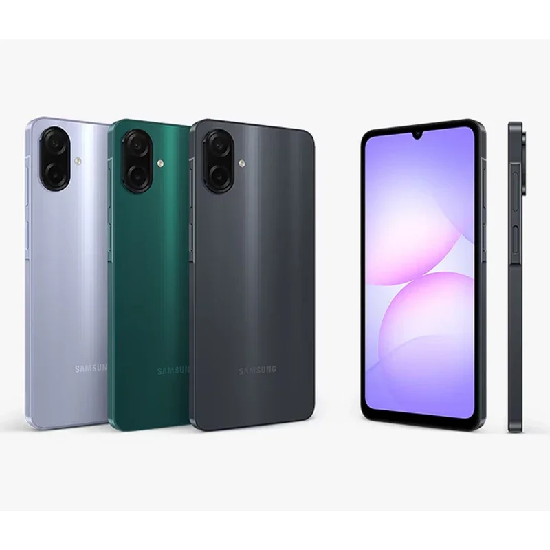 Gallery - The image shows multiple angles and color variants of the Samsung Galaxy A07 against a clean white b
