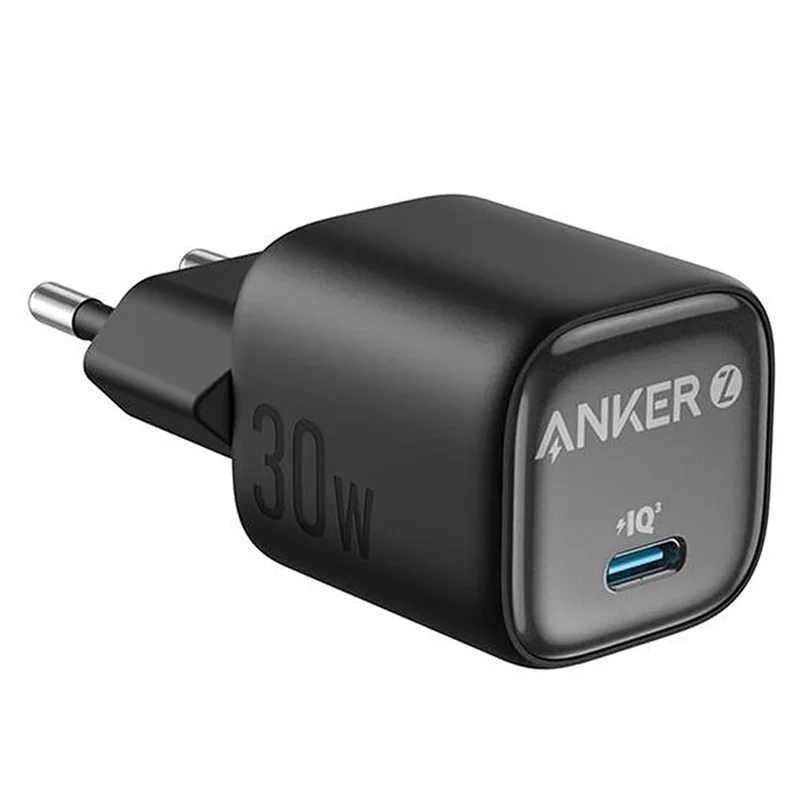 Gallery - The image clearly shows the Anker Zolo 30W wall charger (EU plug variant) with high sharpness, profe
