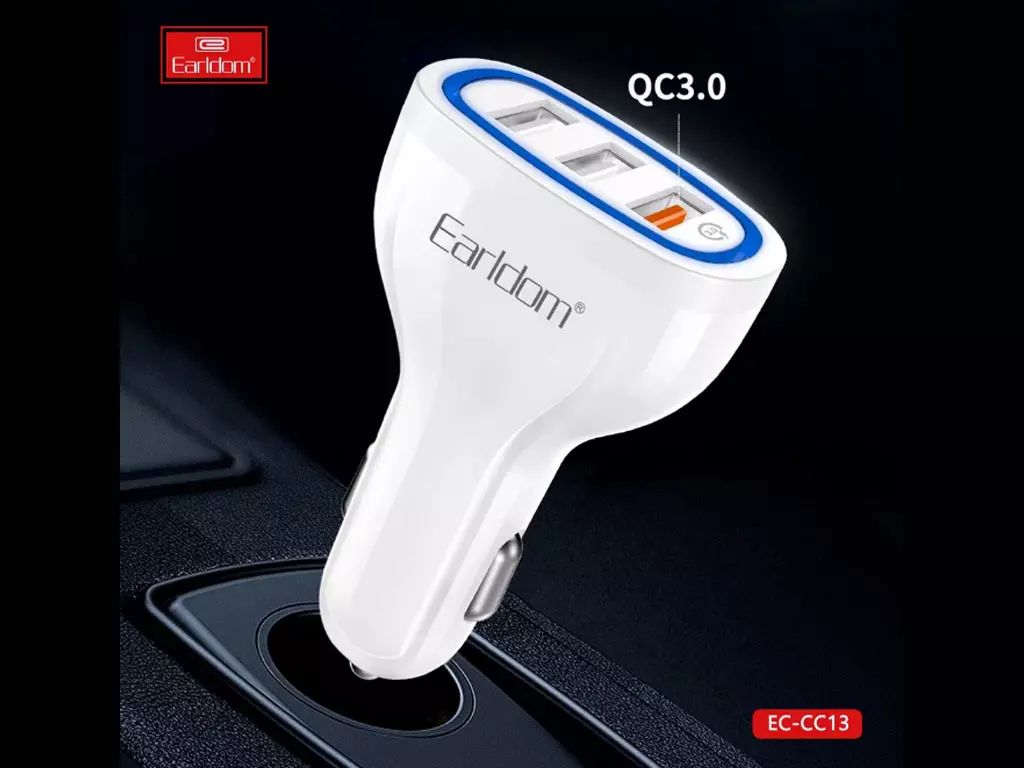 شارژر فندکی 3 پورت ارلدام مدل  ES-CC13